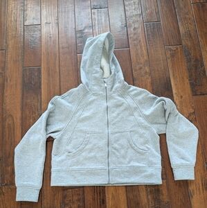 Gray Full Zip-Up Hoodie Trendy Workout Active Oversize
